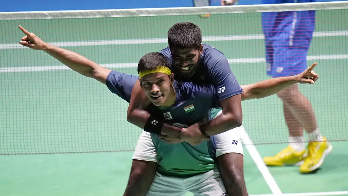 Indias Satwiksairaj Rankireddy and Chirag Shetty after beating Japans Takuro Hoki and Yugo Kobayas