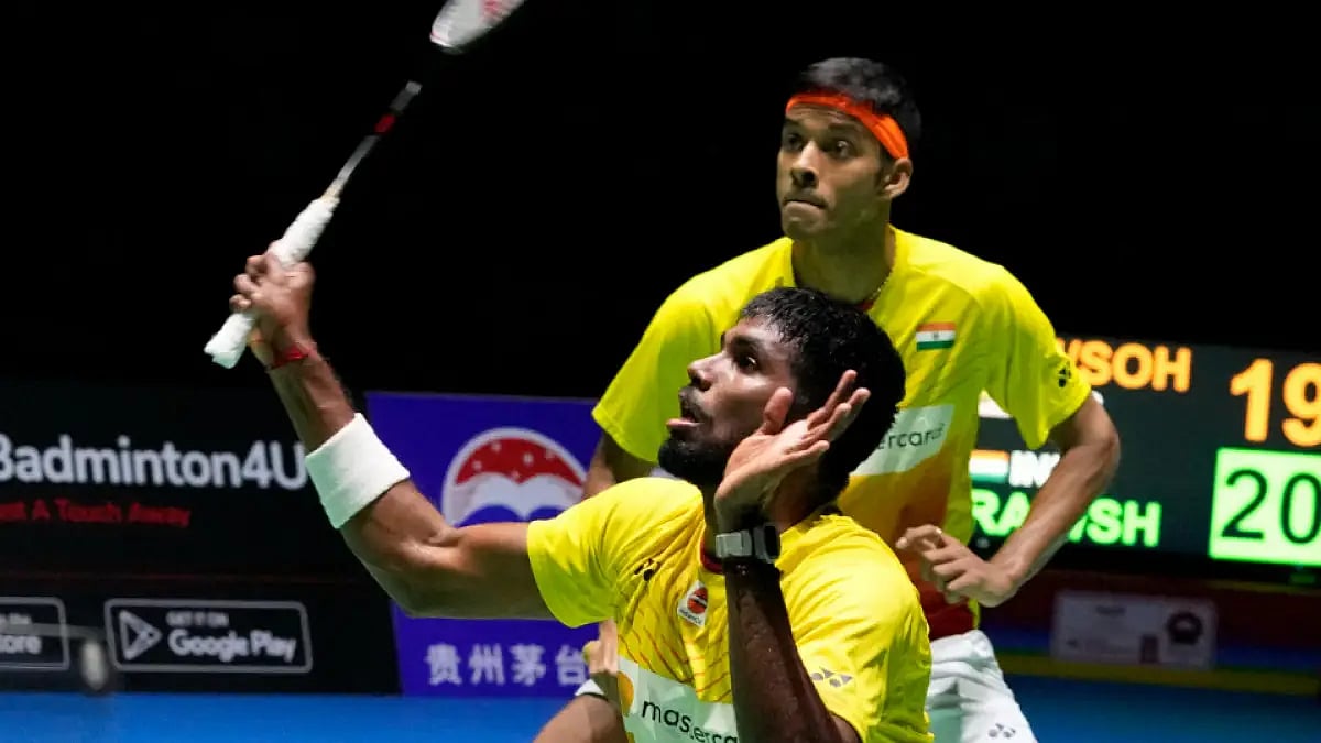 Satwiksairaj Rankireddy and Chirag Shetty during mens doubles semifinal at BWF World Championships.