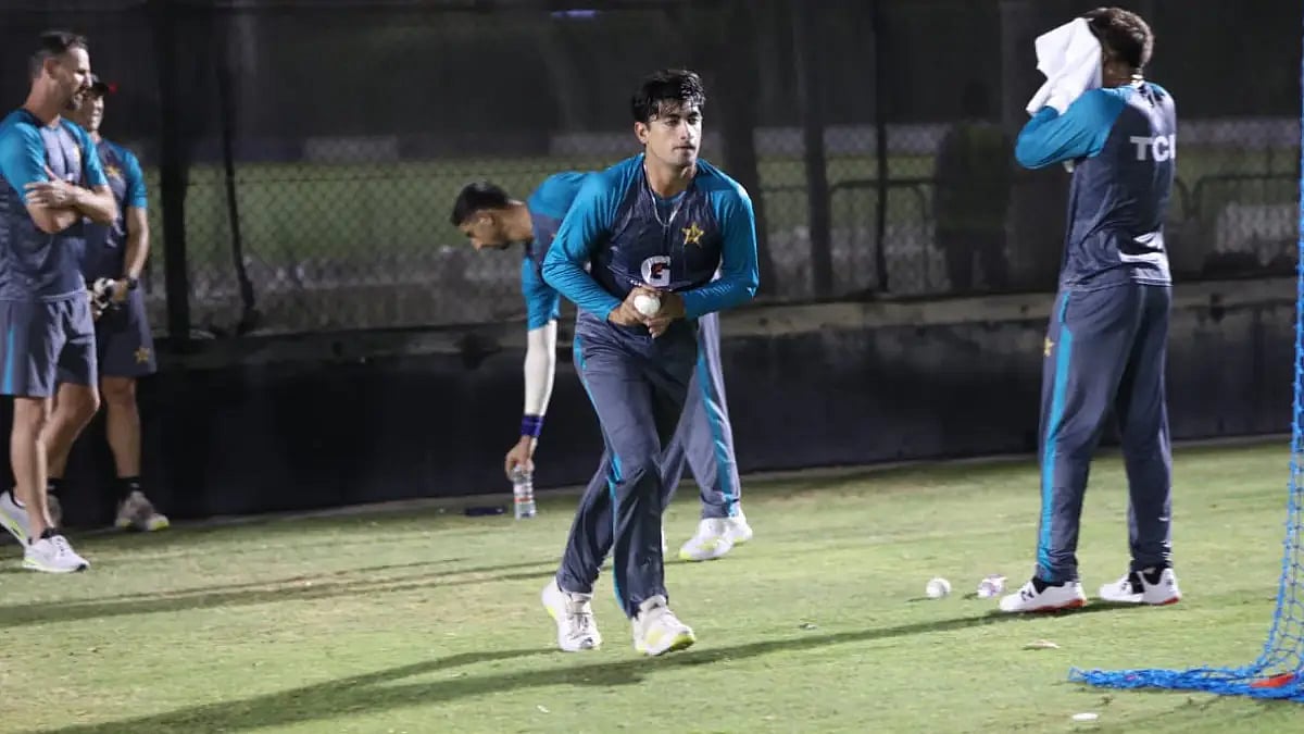 Naseem Shah bowls at Pakistan nets ahead of their Hong Kong clash in Asia Cup 2022.