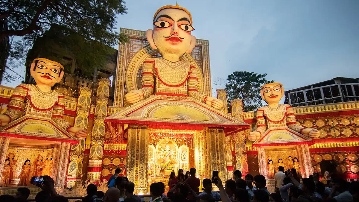 Thousands of pandals pop up across Kolkata. Designed with a theme in mind, these are elaborate works