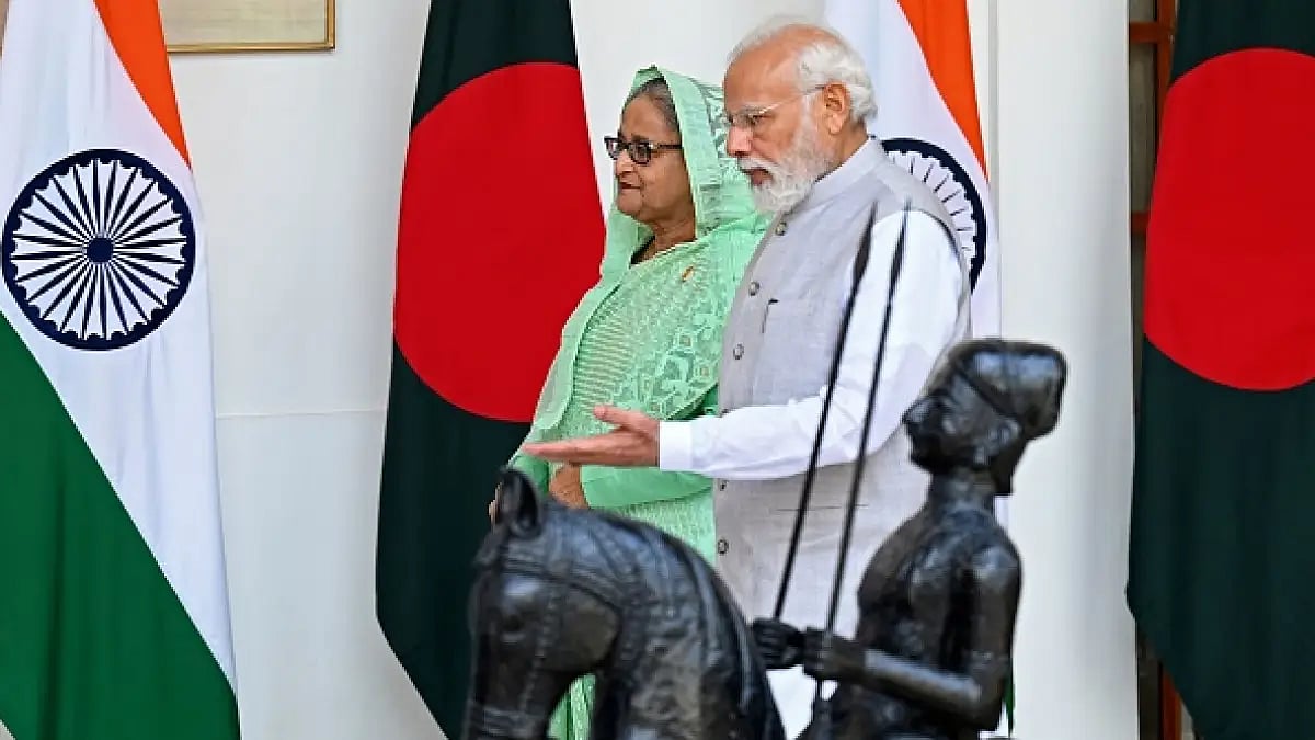 Bangladesh Prime Minister Sheikh Hasina with India's Prime Minister Narendra Modi