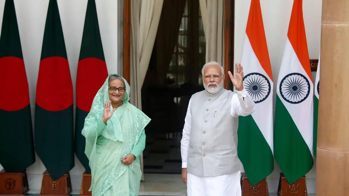 Prime Minister Narendra Modi with visiting Bangladesh Prime Minister Sheikh Hasina