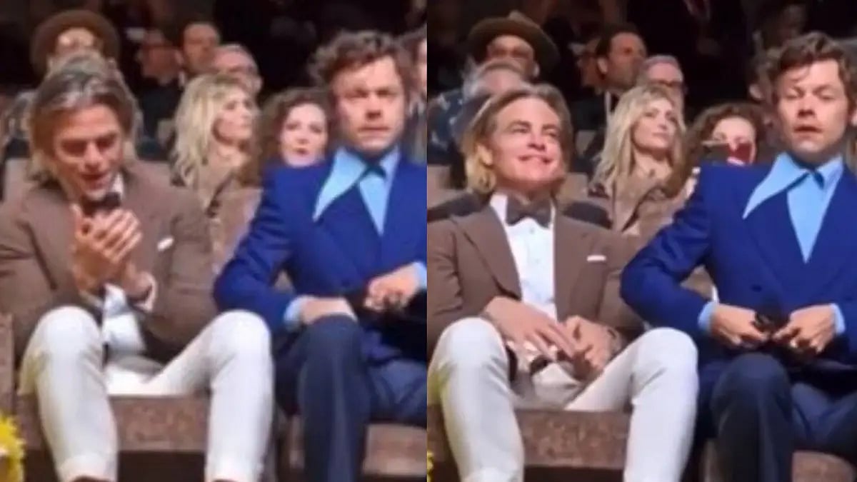 Harry Styles and Chris Pine's viral video screenshot
