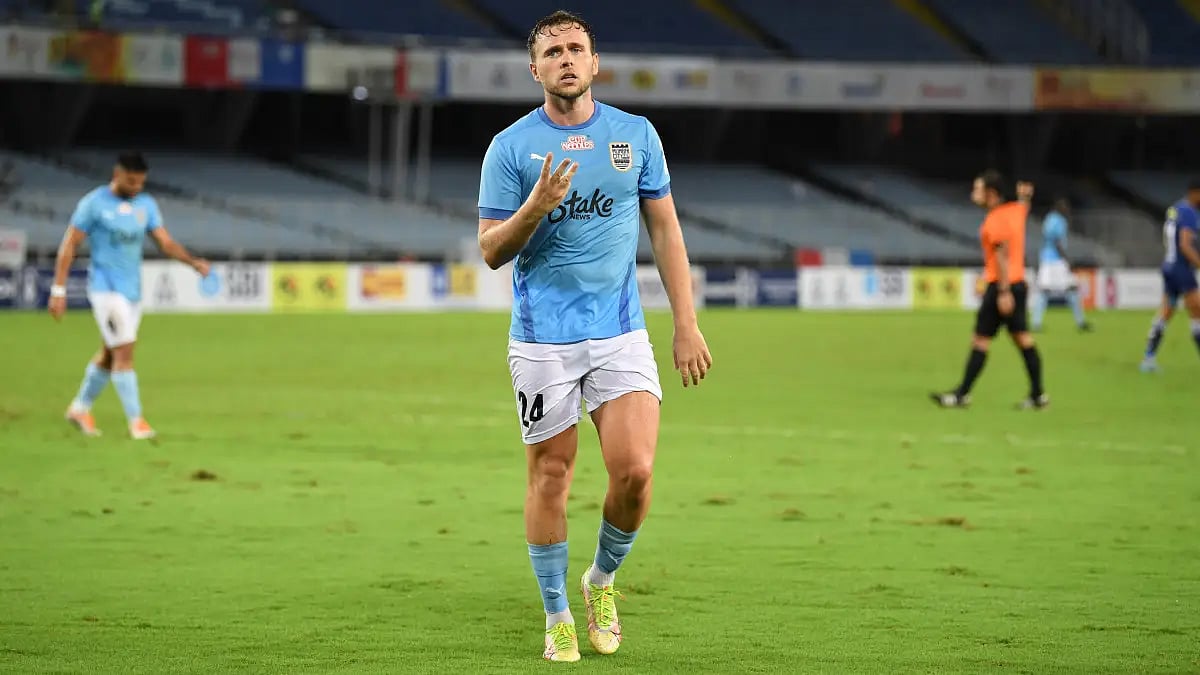 Greg Stewart celebrates after his hat-trick against Chennaiyin FC in Durand Cup 2022 quarterfinal.