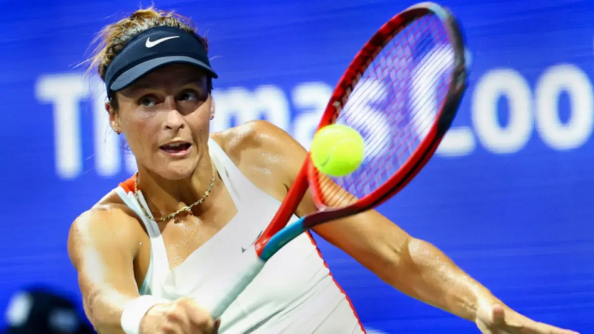 Tatjana Maria in action against Ankita Raina at the Chennai Open WTA tournament.