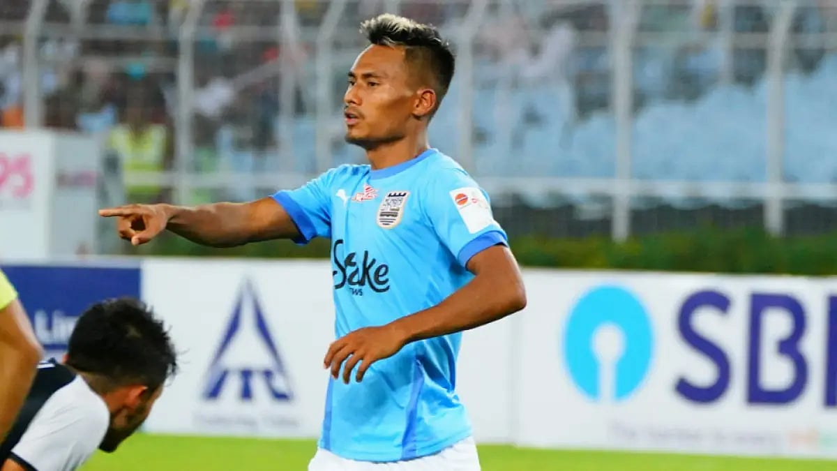 Bipin Singh celebrates Mumbai City FC's winner against Mohammedan Sporting in Durand Cup.