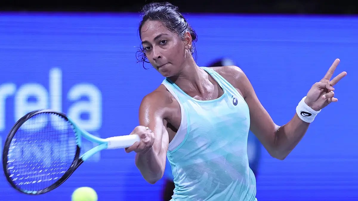 India's Karman Thandi plays Eugenie Bouchard at the Chennai Open WTA 2022.