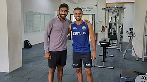 Jasprit Bumrah (L) will lead the Indian pace attack at the T20 World Cup in Australia.