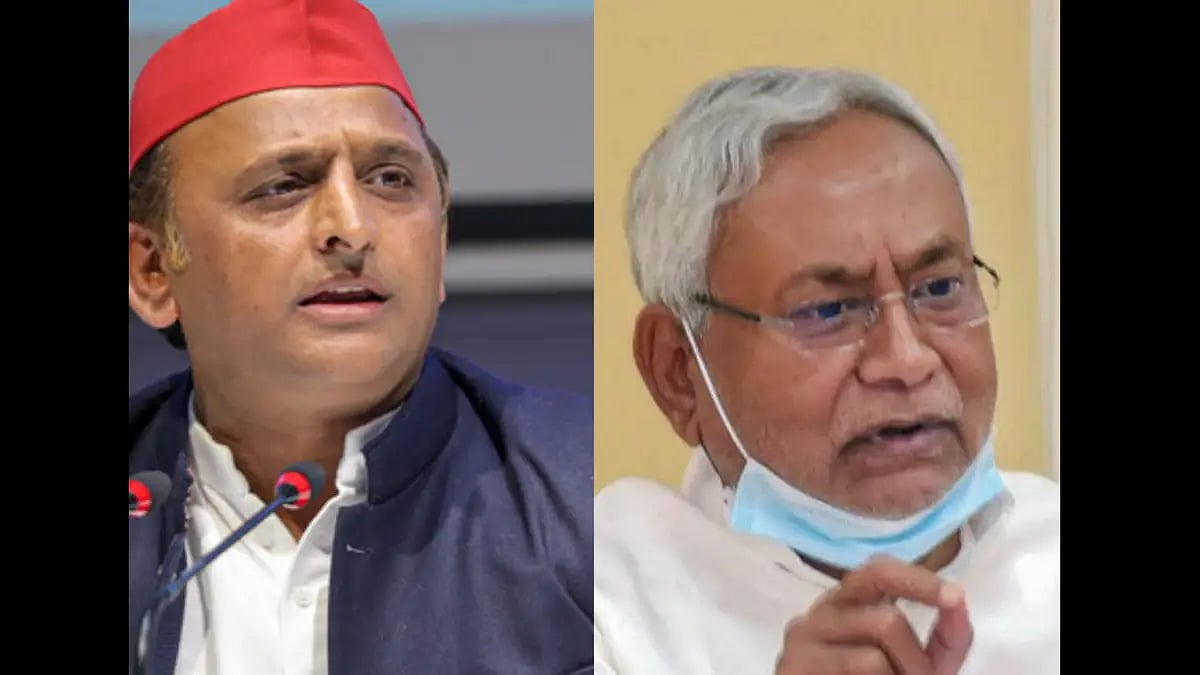 Samajwadi Party chief Akhilesh Yadav (Left) and JD(U) chief Nitish Kumar (Right)