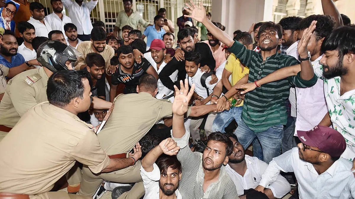 Protest at Allahabad University 