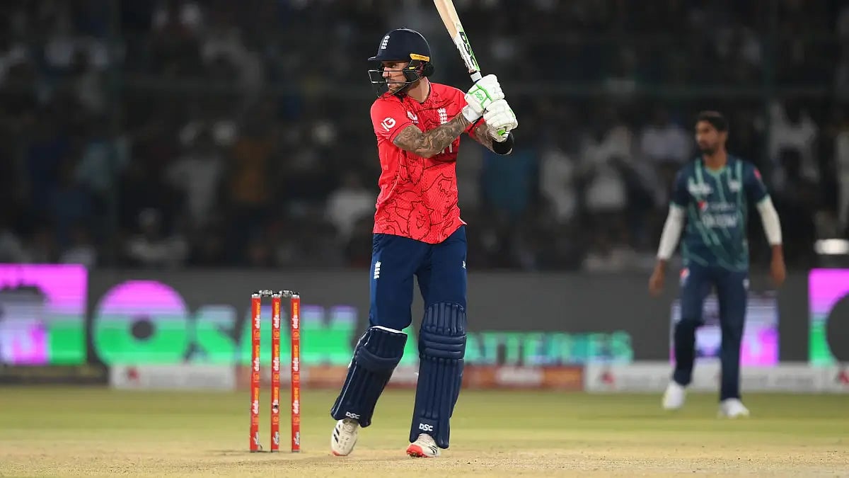 Alex Hales in action against Pakistan during the first T20I on Tuesday. 
