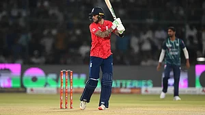 Alex Hales in action against Pakistan during the first T20I on Tuesday.