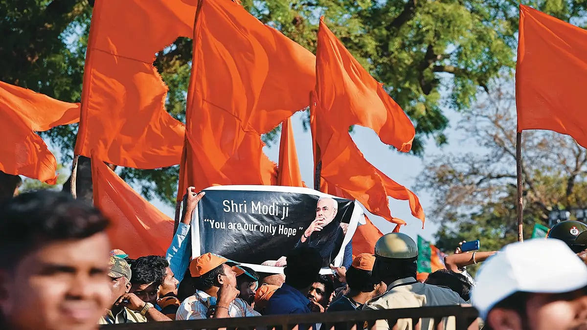 Saffron fervour: BJP supporters at PM Modi rally. (Representative image)