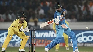 Virat Kohli in action during India vs Australia, 3rd T20I in Hyderabad.