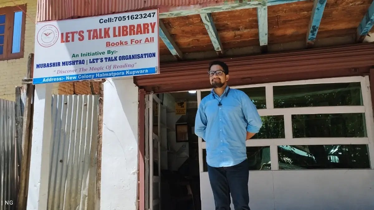 Mubhashir Mushtaq and the 'Let's Talk Library' that he set up in a Kupwara village in 2019