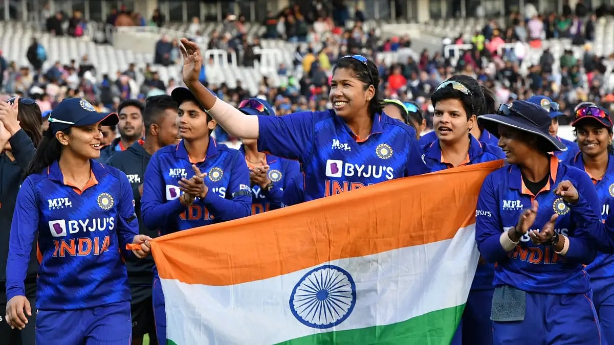 India celebrate their T20I series whitewash against England. 