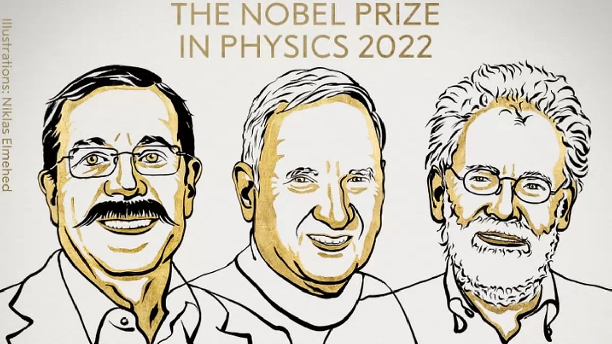 (From left) Alain Aspect, John F Clauser and Anton Zeilinger.