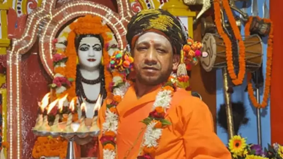 Yogi Adityanath at an earlier Vijayadashami procession