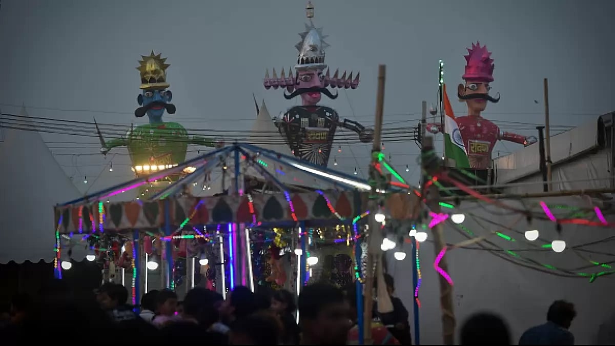 Effigies of Ravan during Dussehra celebration. 