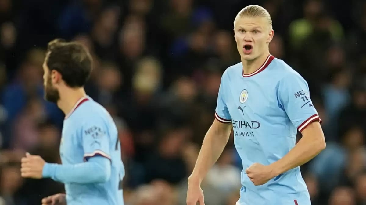 Manchester City's Erling Haaland was substituted at half-time against Borussia Dortmund.