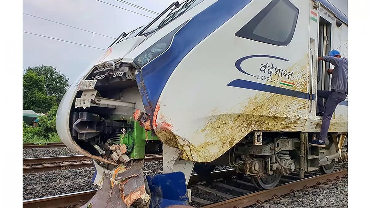 Damaged Vande Bharat Express train