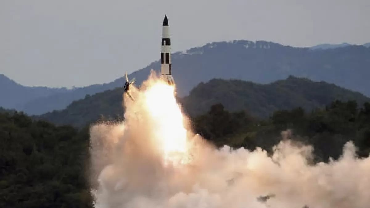 N. Korea test fires nuclear capable ballistic missiles targeting enemy bases.