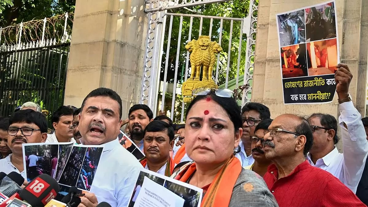 West Bengal Assembly Leader of Opposition Suvendu Adhikari with BJP MLA Agnimitra Paul 