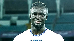 Kwame Karikari is all smiles after Chennaiyin FC's win over ATK Mohun Bagan in ISL 2022-23.