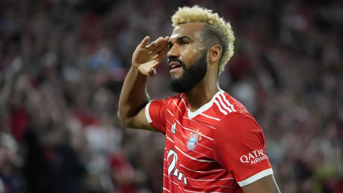 Bayern Munich's Eric Maxim Choupo-Moting celebrates after scoring against Freiburg on Sunday.