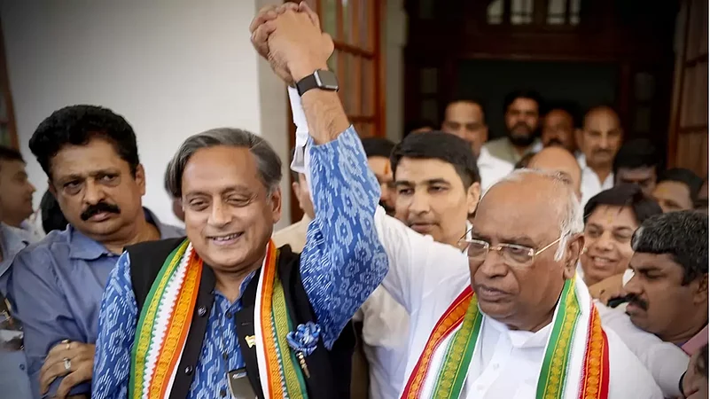 Congress leaders Shashi Tharoor and Mallikarjun Kharge