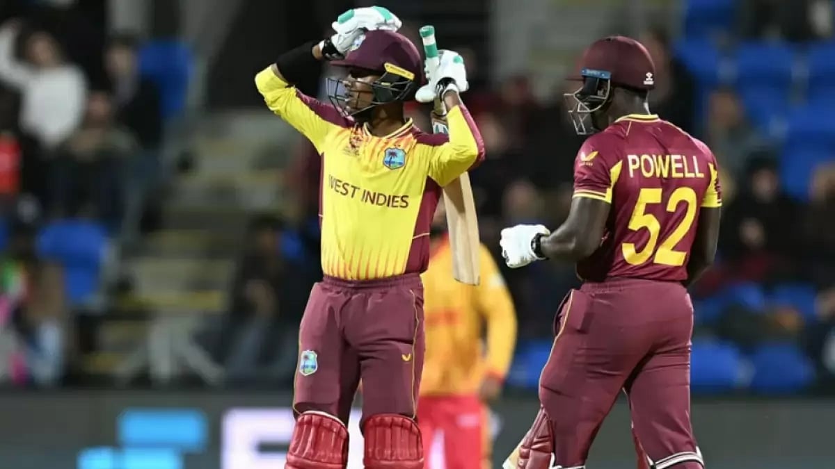 Akeal Hosein and Rovman Powell added 49 runs off 35 balls against Zimbabwe in T20 World Cup. 
