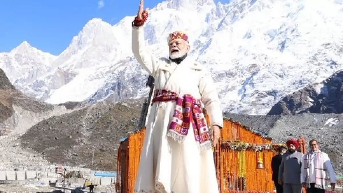PM Modi at Kedarnath Temple in Rudraprayag on Friday