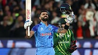 Virat Kohli reacts after guiding India to victory against Pakistan in ICC T20 World Cup 2022.