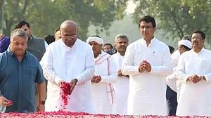 Mallikarjun Kharge today visited Rajghat to pay tribute to Mahatma Gandhi