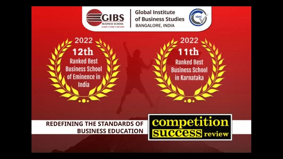Competition Success Review ranked GIBS Business School, Bengaluru 12th Top B-School of Eminence in I