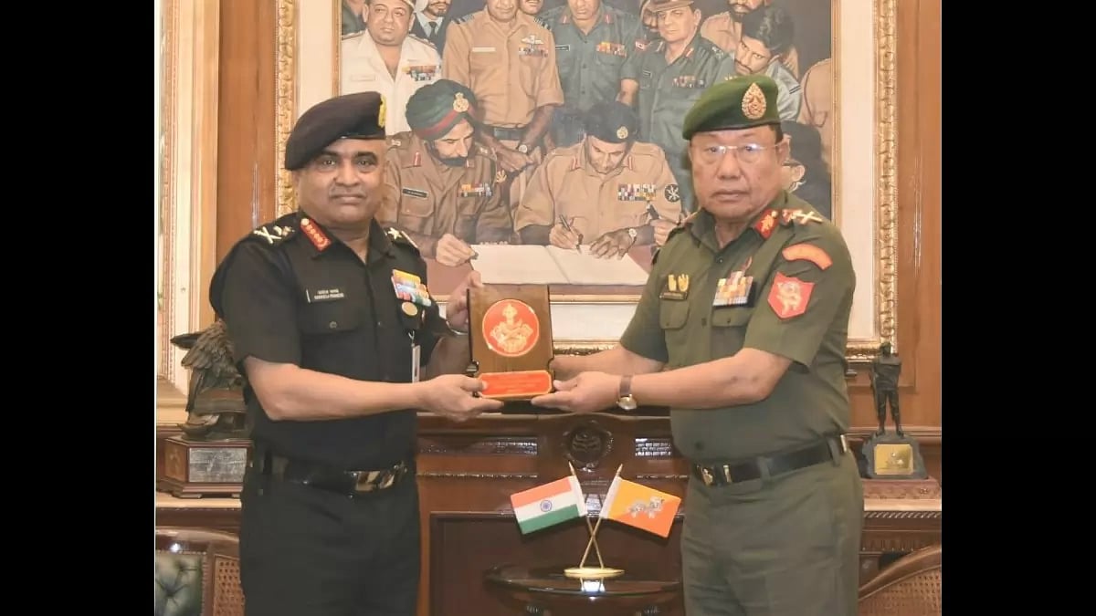Army Chief Gen Manoj Pande with his Bhutanese counterpart Lieutenant General Batoo Tshering.