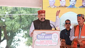 Union Home Minister Amit Shah at a rally in Himachal Pradesh