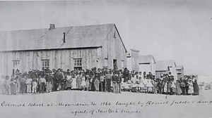A photograph of the 'Coloured School' at Alexandria Va circa 1864, taught by Harriet Jacobs and her