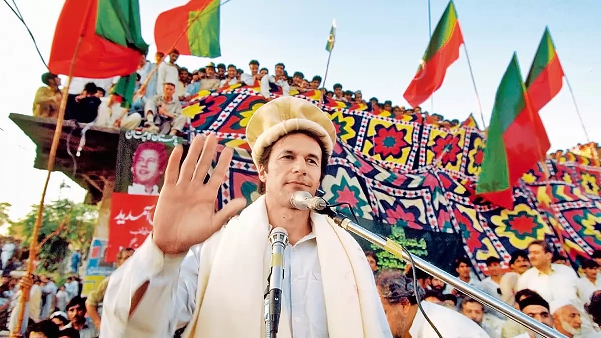 Imran Khan addressing an election rally