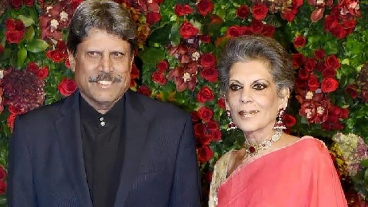 Kapil Dev with his wife, Romi Bhatia 