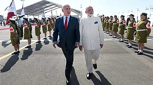 | Photo: File Pic : Prime Minister Narendra Modi with Israeli PM Benjamin Netanyahu in 2017
