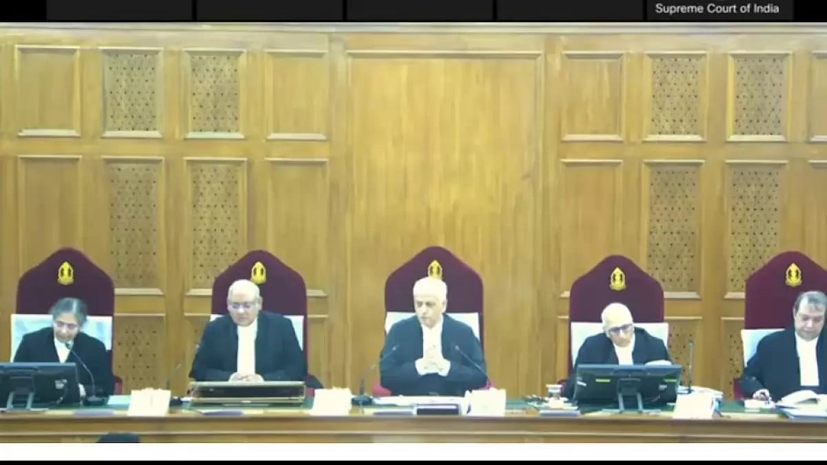 A bench of Supreme Court judges during the verdict on EWS reservations