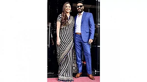 Ajay Devgn and Tabu during the promotion of their film 'Drishyam 2'