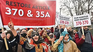 National Conference activists protest against abrogation of Article 370