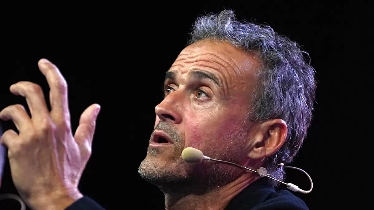 Spain's national football team coach Luis Enrique speaks during the squad's announcement.