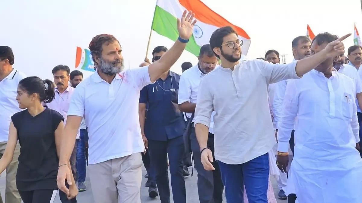 Shiv Sena leader Aaditya Thackeray with Rahul Gandhi on Bharat Jodo Yatra
