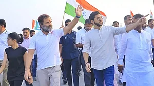 Shiv Sena leader Aaditya Thackeray with Rahul Gandhi on Bharat Jodo Yatra
