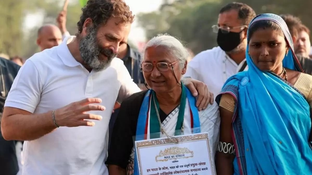 Representational Image  : Rahul Gandhi with social activist Medha Patkar at Bharat Jodo Yatra.