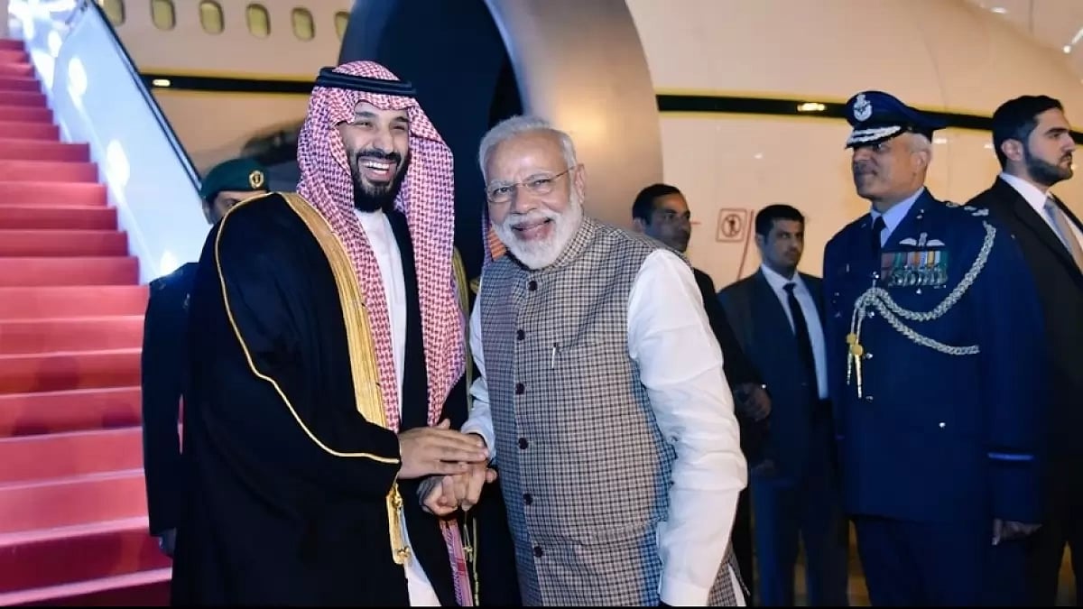 Prime Minister Narendra Modi with Saudi Crown Prince Mohammad bin Salman