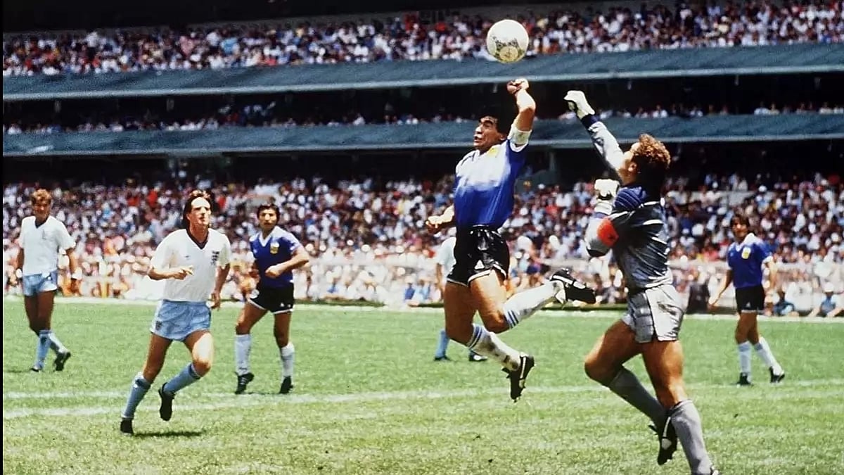 Maradona's 'hand of god' goal lives in infamy amongst the great football moments. 